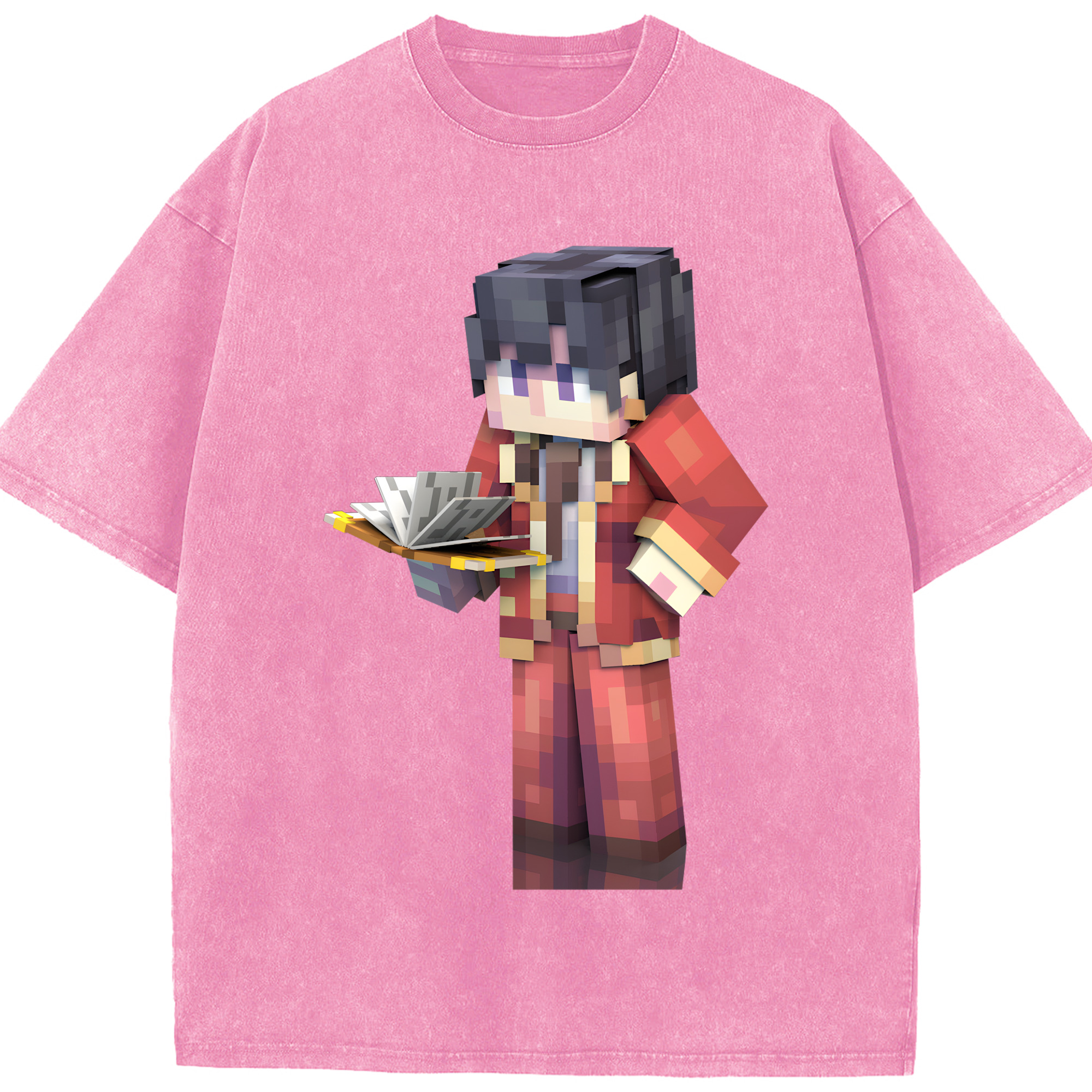 （画像用） マインクラフト ブロックの世界 Minecraft MC Block world 綿100% ヴィンテージ風 半袖Tシャツ（フロントプリント）